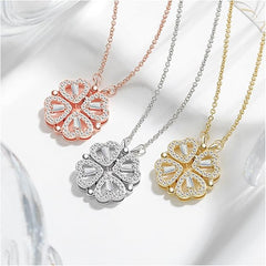 Gold Four Leaf Clover Necklace- Heart Pendant