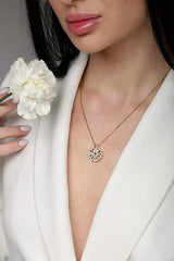 Gold Four Leaf Clover Necklace- Heart Pendant